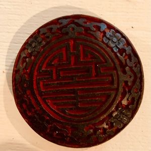 Vintage..large carved cinnabar pendant